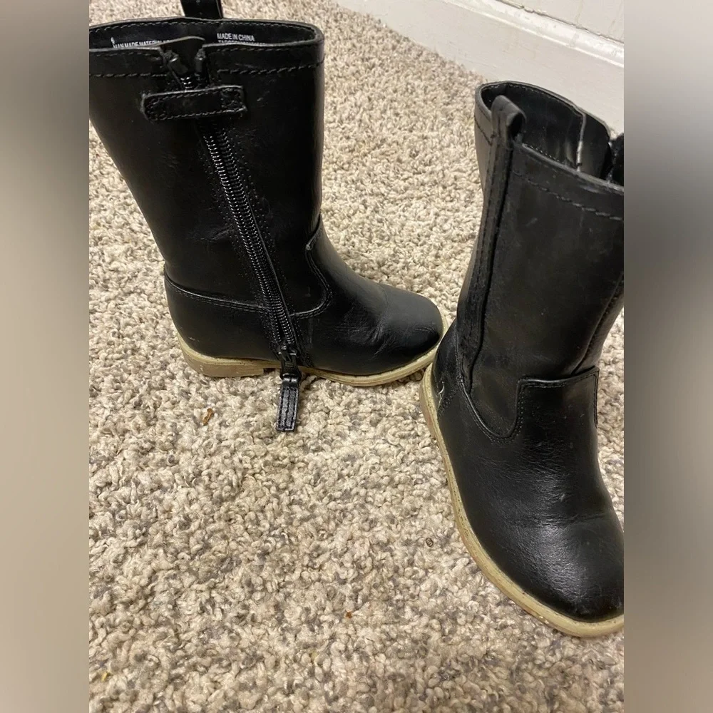 Cat & Jack toddler girl black calf-high boots | Size 6 - Picture 2 of 8